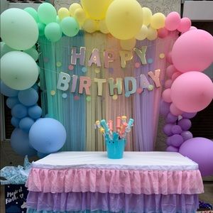 Birthday/ baby shower decor pastel rainbow